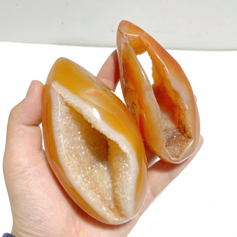 18 Pieces Beautiful Geode Druzy Carnelian - Wholesale Crystals