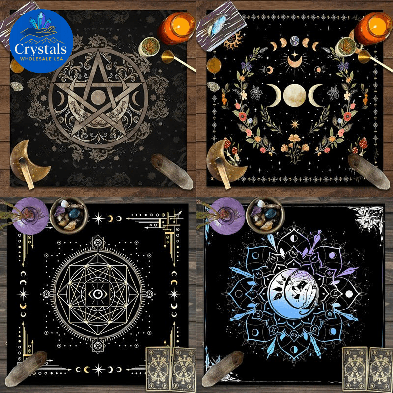 2 Moon Phase Starry Sky Tarot Tablecloth - Wholesale Crystals