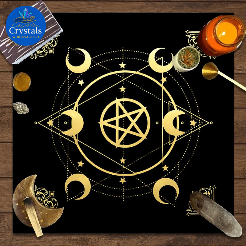 2 Moon Phase Starry Sky Tarot Tablecloth - Wholesale Crystals
