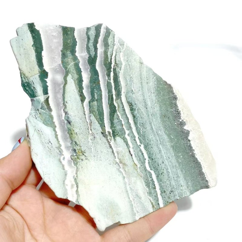 2 Pairs Stripe Moss Agate Slab Butterfly Wing With Stand - Wholesale Crystals