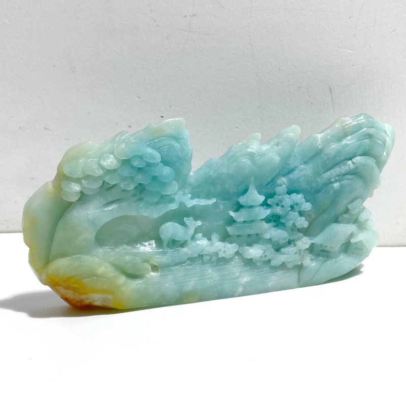 2 Pieces Beautiful Caribbean Calcite Landscape Pavilion Carving 9 - Wholesale Crystals