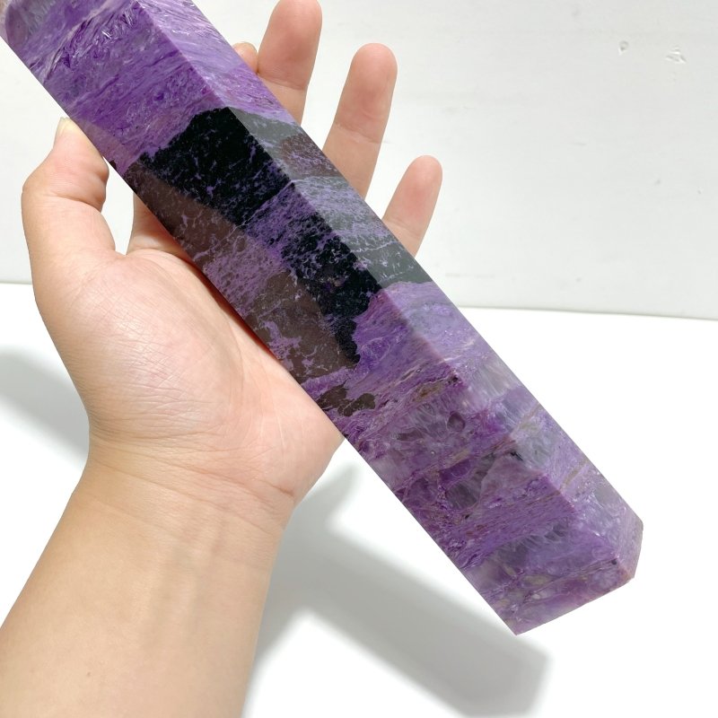 2 Pieces Charoite Four - sided Tower For Collection A05 - Wholesale Crystals