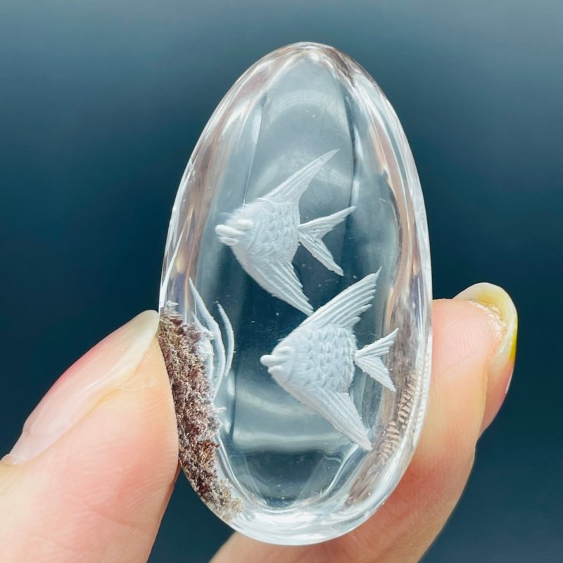 2 Pieces Fish Garden Quartz Inner Scene Carving -Wholesale Crystals