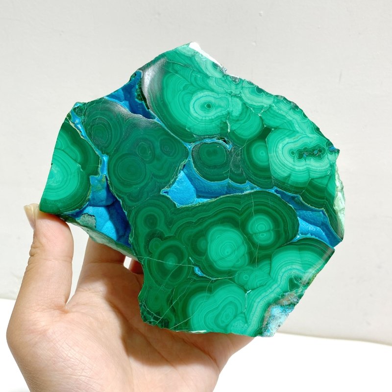 2 Pieces High Quality Chrysocolla Mixed Malachite Slab Specimen 15 - Wholesale Crystals