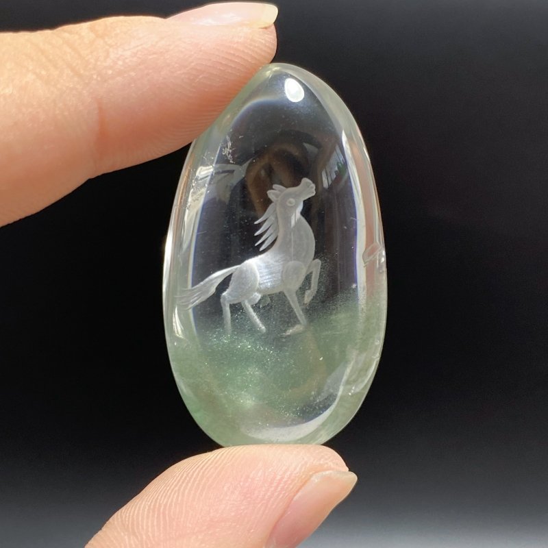 2 Pieces Horse Garden Quartz Inner Scene Carving -Wholesale Crystals