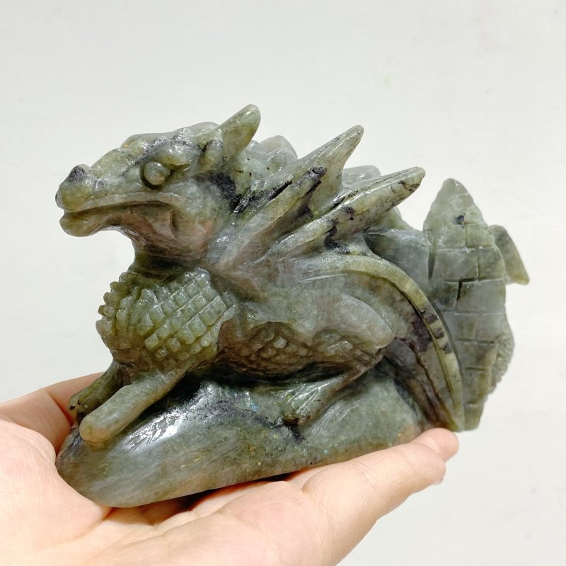 2 Pieces Labradorite Flying Dragon Castle Carving - Wholesale Crystals