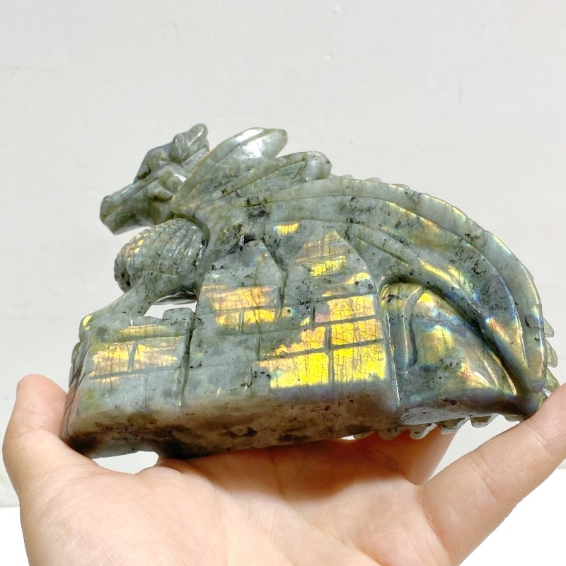 2 Pieces Labradorite Flying Dragon Castle Carving - Wholesale Crystals