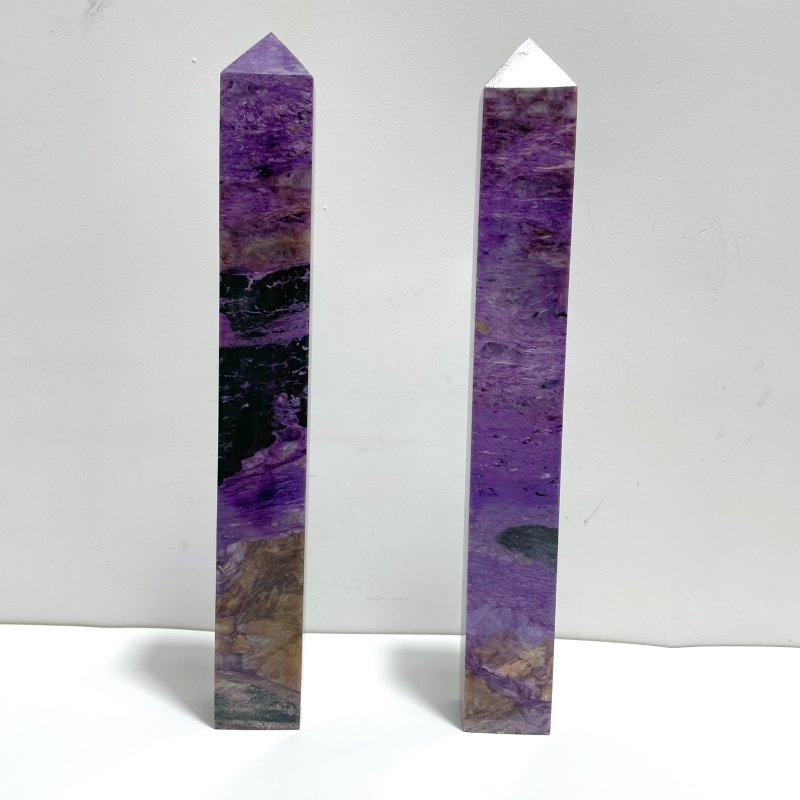 2 Pieces Large Charoite Tower Point For Collection - Wholesale Crystals