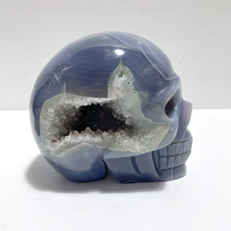 2 Pieces Large Druzy Geode Agate Skull Carving - Wholesale Crystals