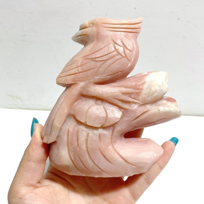 2 Pieces Pink Opal Birds Carving - Wholesale Crystals