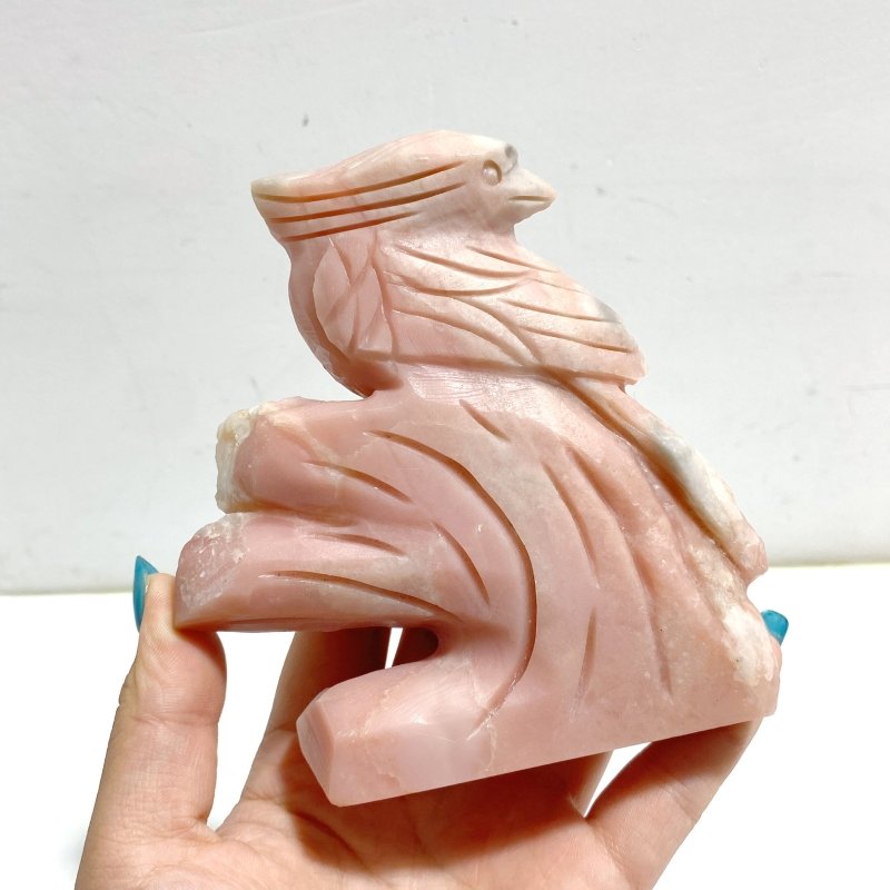2 Pieces Pink Opal Birds Carving - Wholesale Crystals
