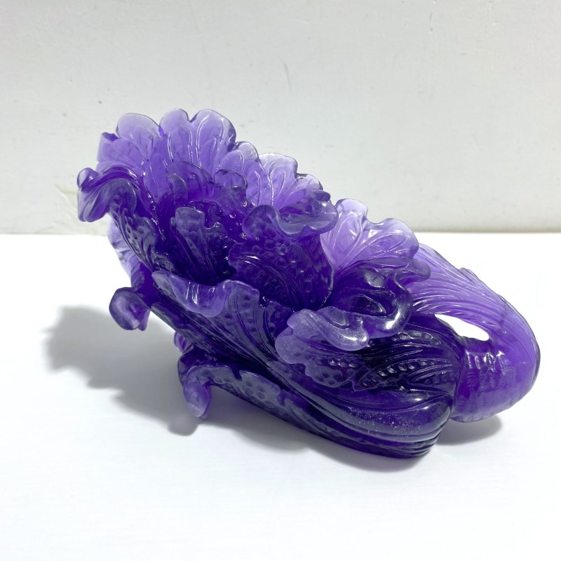 2 Pieces Purple Fluorite Chinese Cabbage Carving 4 - Wholesale Crystals