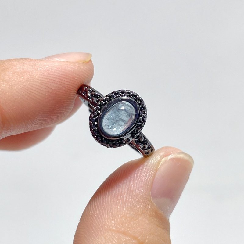 2 Styles Aquamarine Black Rings Wholesale - Wholesale Crystals