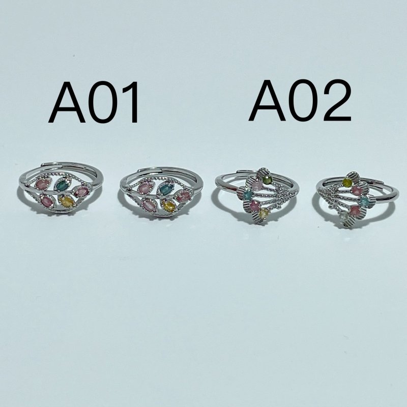2 Styles Colorful Tourmaline Ring Wholesale - Wholesale Crystals
