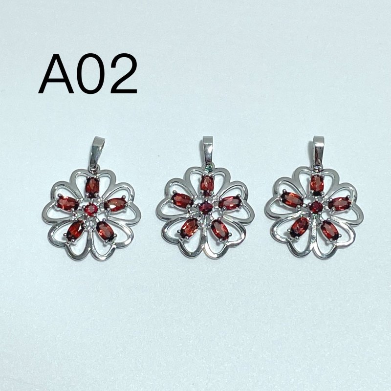 2 Styles Garnet Flower Pendant Wholesale - Wholesale Crystals