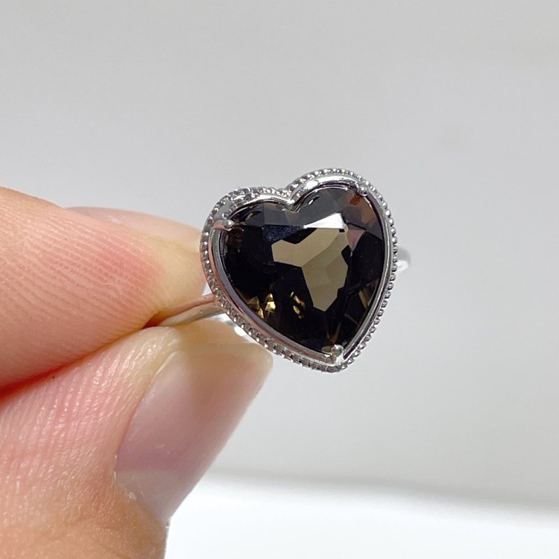 2 Types Cut Faceted Smoky Quartz Rings Heart Shape Wholesale - Wholesale Crystals