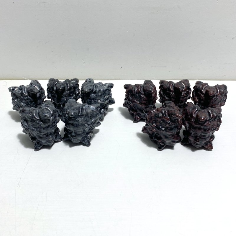 2 Types Medusa Carving Wholesale Garnet Larvikite - Wholesale Crystals