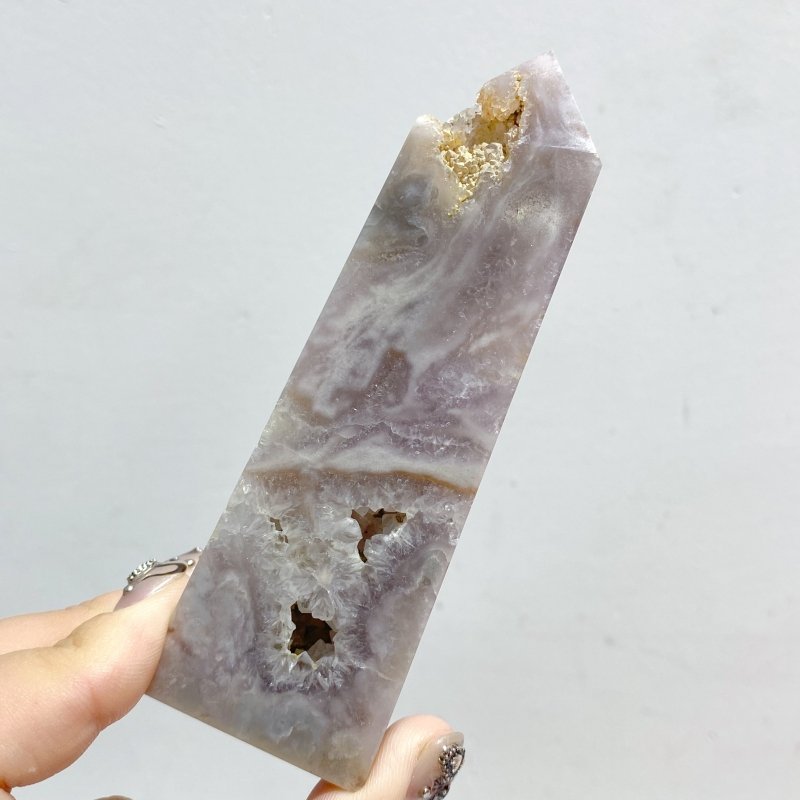 20 Pieces Geode Sakura Flower Agate Four-sided Tower Points -Wholesale Crystals