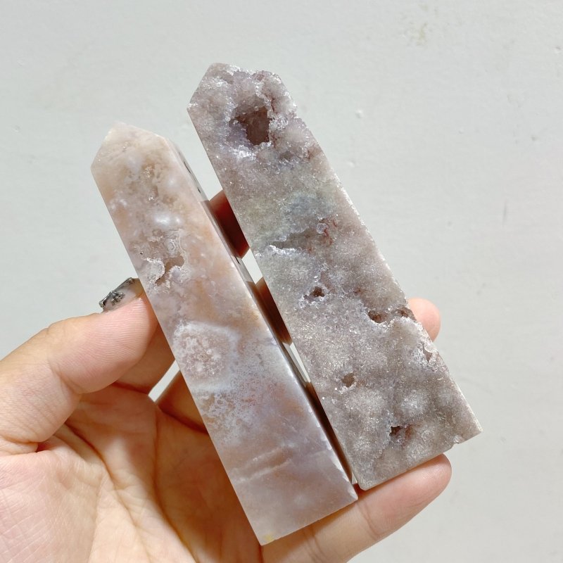 20 Pieces Geode Sakura Flower Agate Four-sided Tower Points -Wholesale Crystals