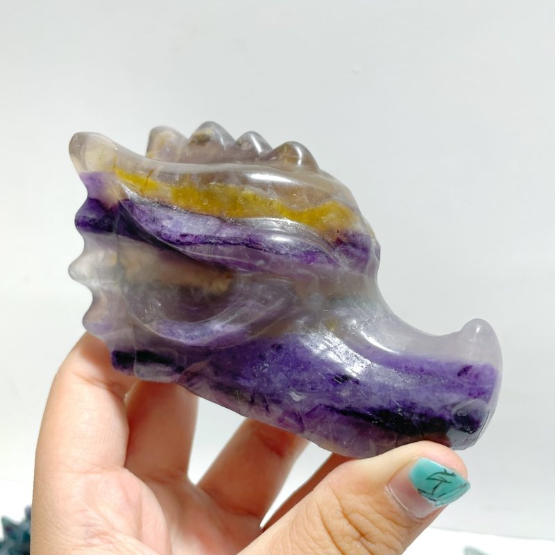 20 Pieces Rainbow Fluorite Dragon Head Carving - Wholesale Crystals