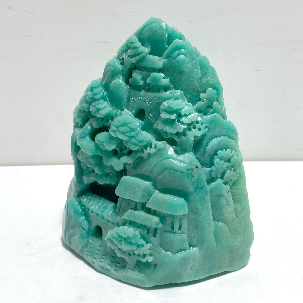 Beautiful Amazonite Landscape Pavilion Carving #1
