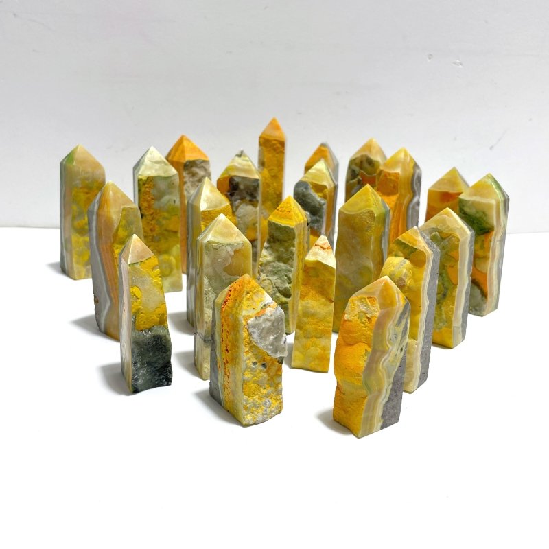 22 Pieces Deep Yellow Bumble Bee Jasper Raw Side Point - Wholesale Crystals