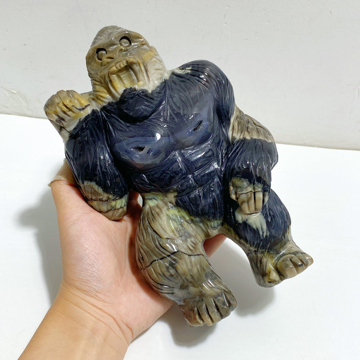 Unique Volcano Agate King Kong Ape Carving #9