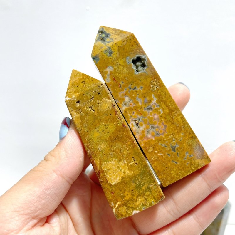 23 Pieces Ocean Jasper Four - sided Point 3 - Wholesale Crystals