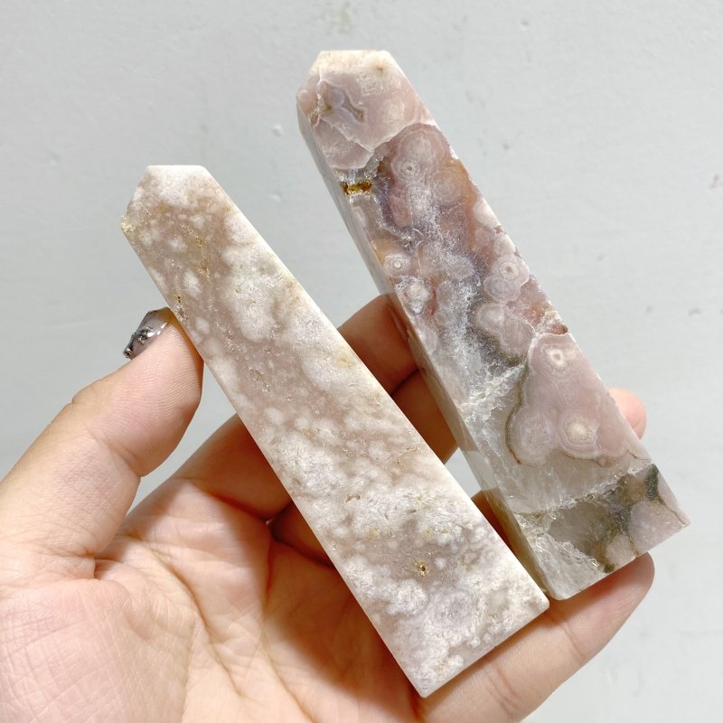 23 Pieces Sakura Flower Agate Four-Sided Tower Points -Wholesale Crystals