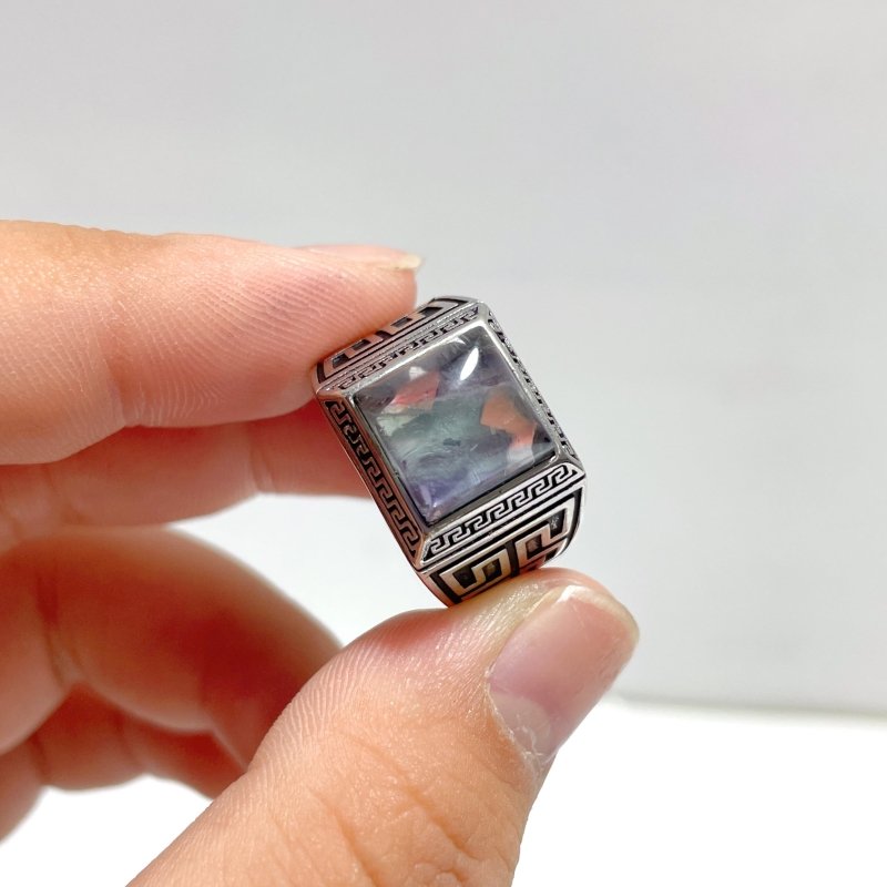 25 Pieces Colorful Fluorite Sugar Cube Ring - Wholesale Crystals