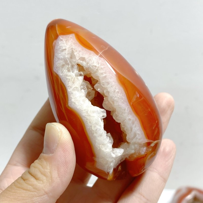 25 Pieces Geode Druzy Carnelian Eggs - Wholesale Crystals