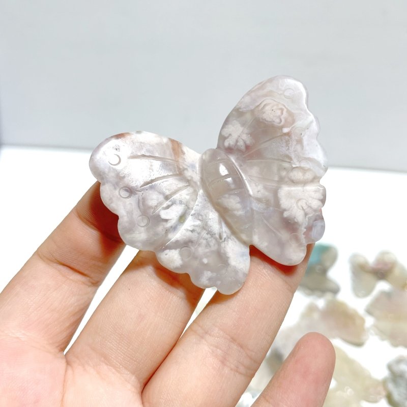 25 Pieces Sakura Flower Agate Butterfly Carving(Clearance) - Wholesale Crystals