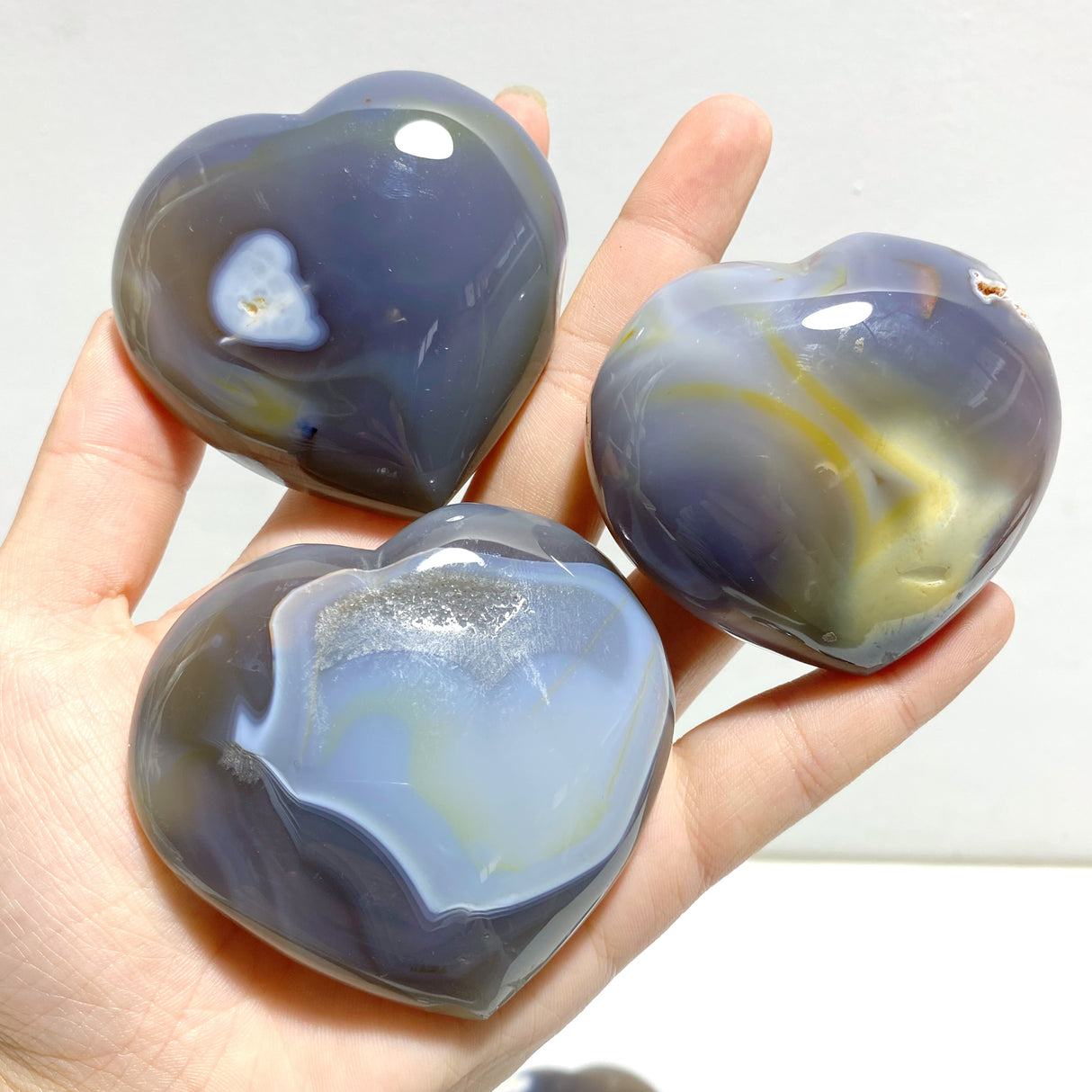 20 Pieces Black Orca Agate Heart #2
