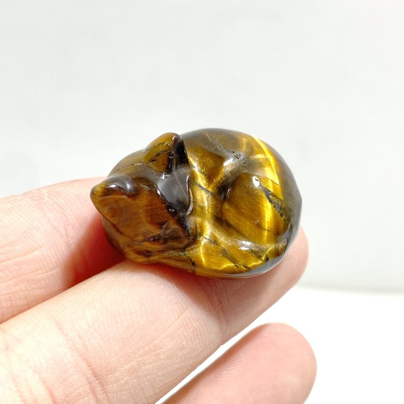 2.7CM Tiger Eye Sleeping Cat Carving Wholesale - Wholesale Crystals