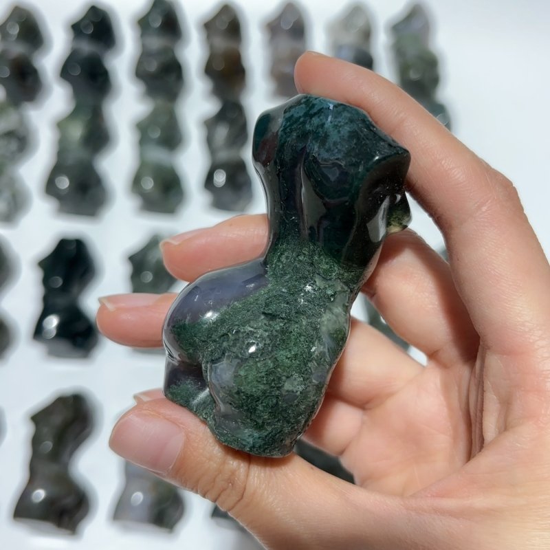 28 Pieces Beautiful Moss Agate Goddess Crystal Carving -Wholesale Crystals