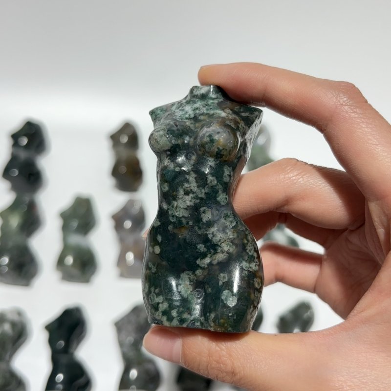 28 Pieces Beautiful Moss Agate Goddess Crystal Carving -Wholesale Crystals