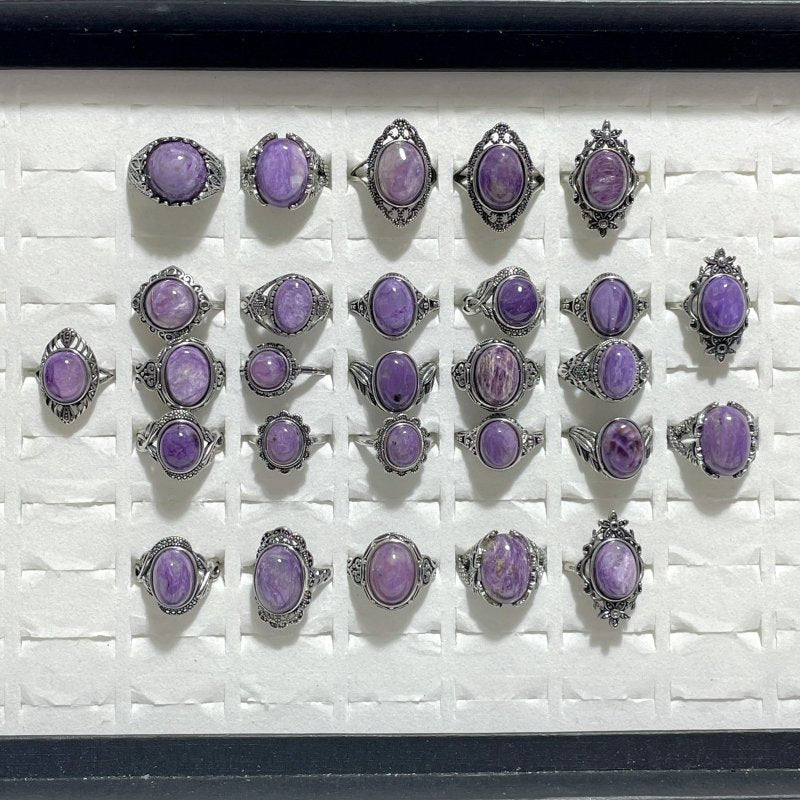 28 Pieces Charoite Different Styles Ring 8 - Wholesale Crystals