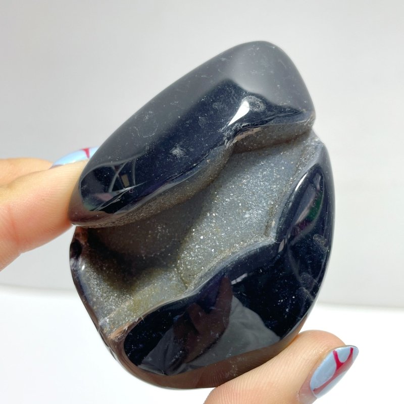 28 Pieces Geode Druzy Black Agate Eggs - Wholesale Crystals