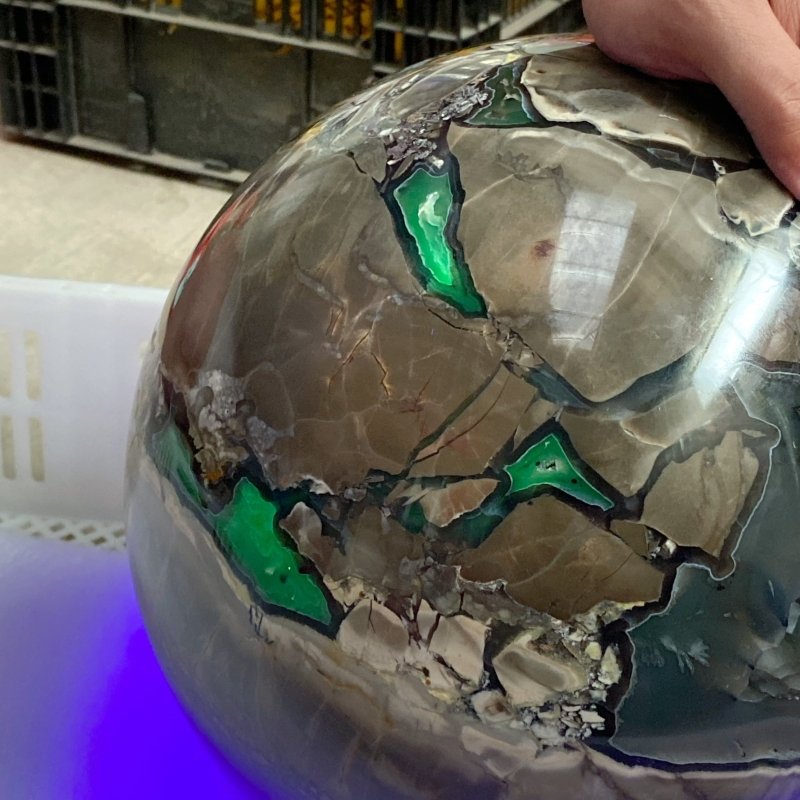 28.1KG Large Volcano Agate UV Reactive Sphere (Sea Freight Only) -Wholesale Crystals