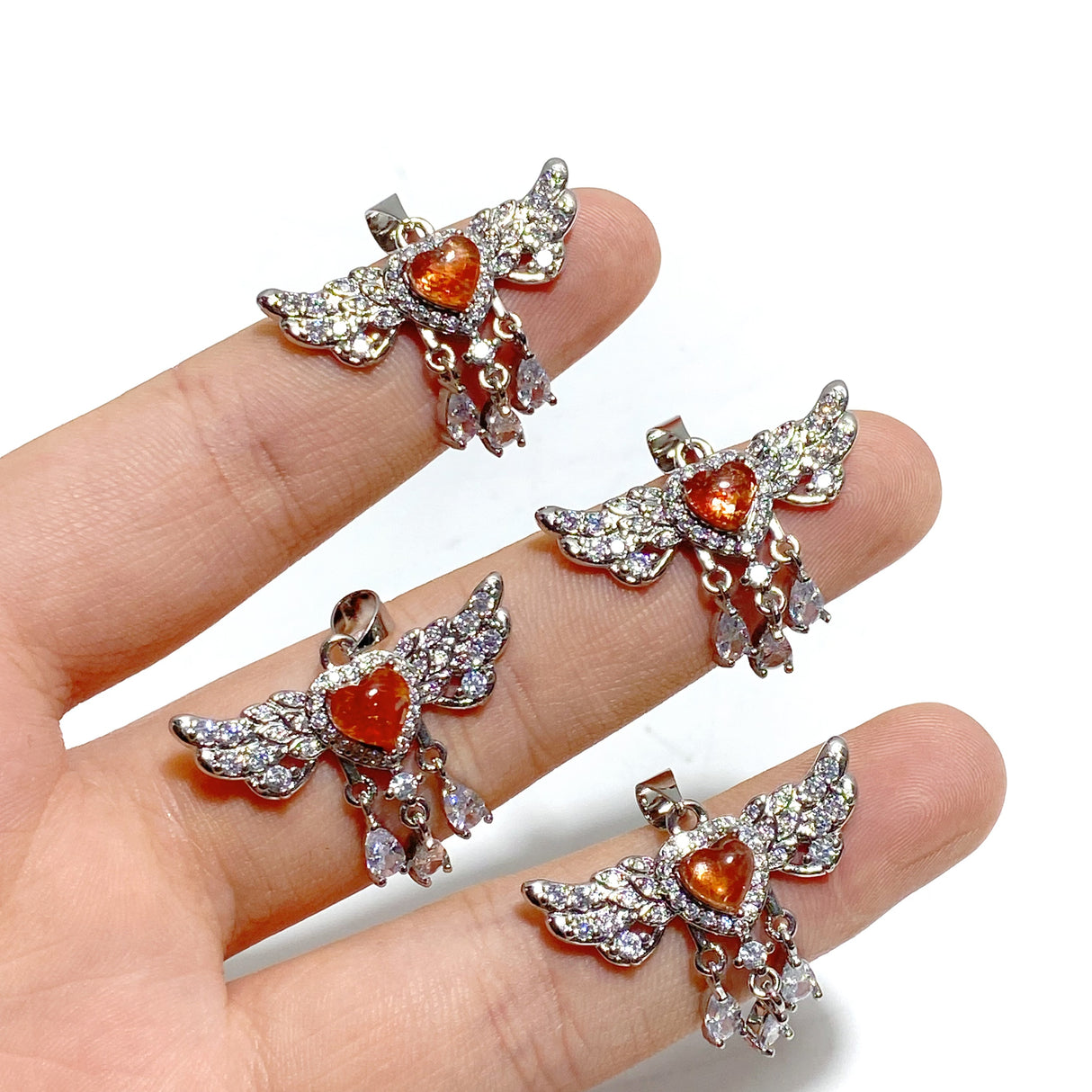 Beautiful Sunstone Heart Wing Pendants Wholesale