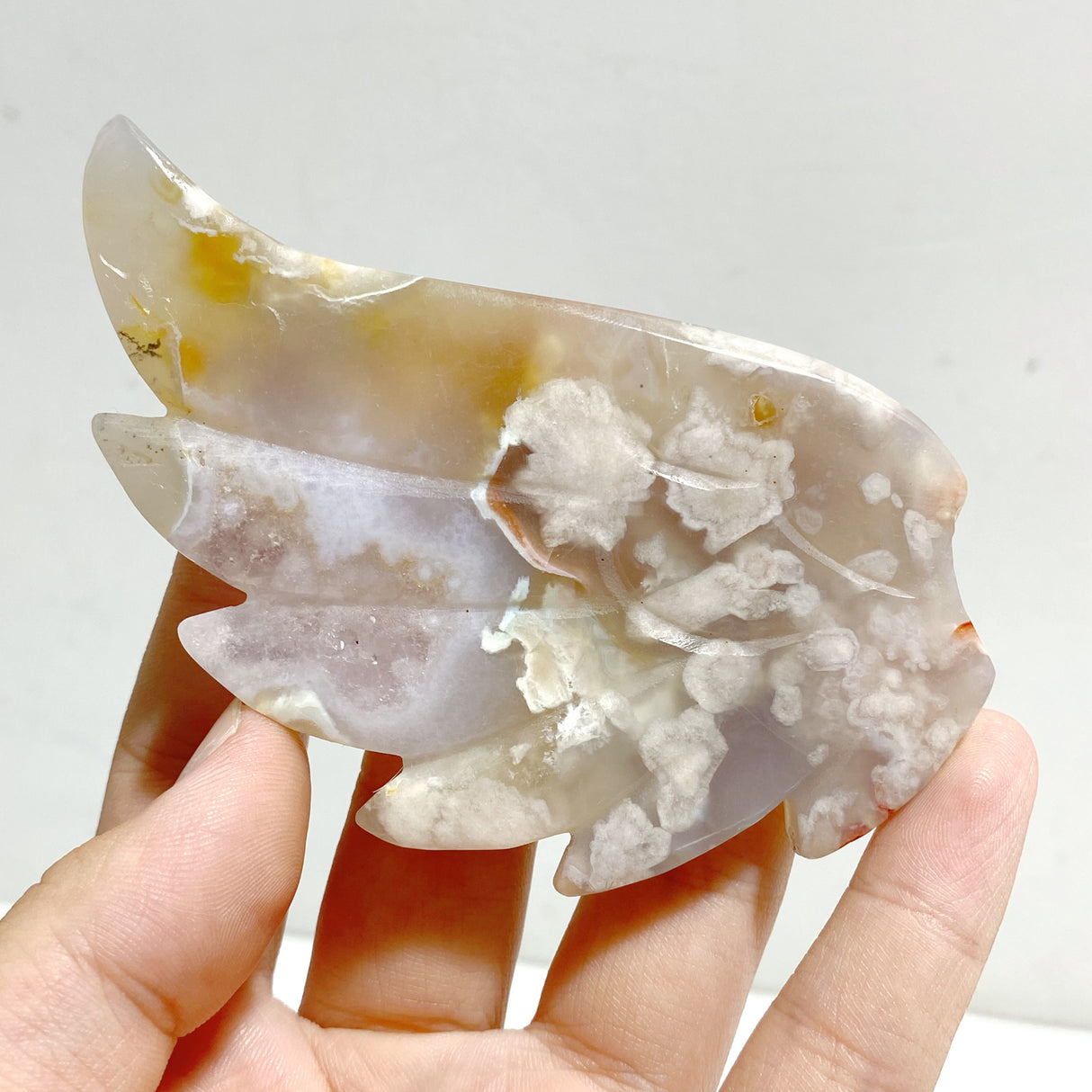 2 Pairs Sakura Flower Agate Heart Wing Carving With Stand