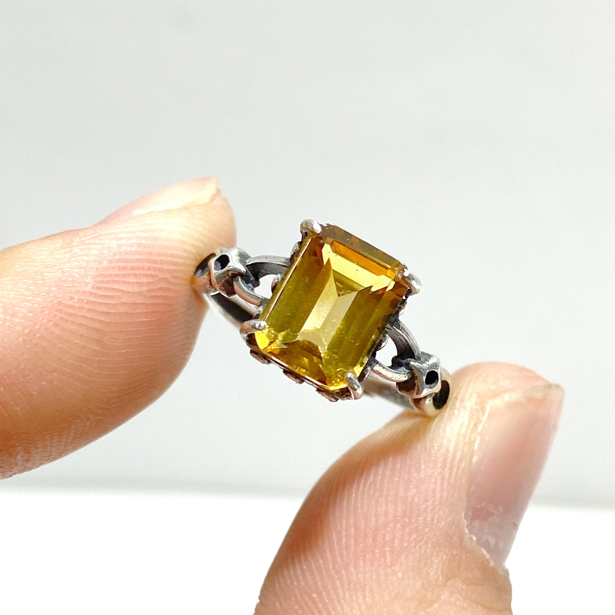 6 Pieces Citrine Sugar Cube 925 Silver Ring Different Styles