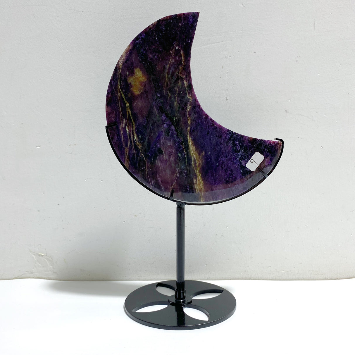 Large Charoite Moon Carving With Stand