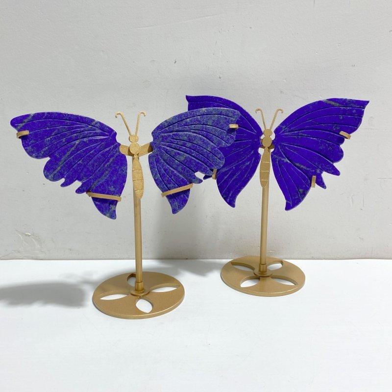 3 Pairs Lapis Lazuli Butterfly Wing Carving With Stand -Wholesale Crystals