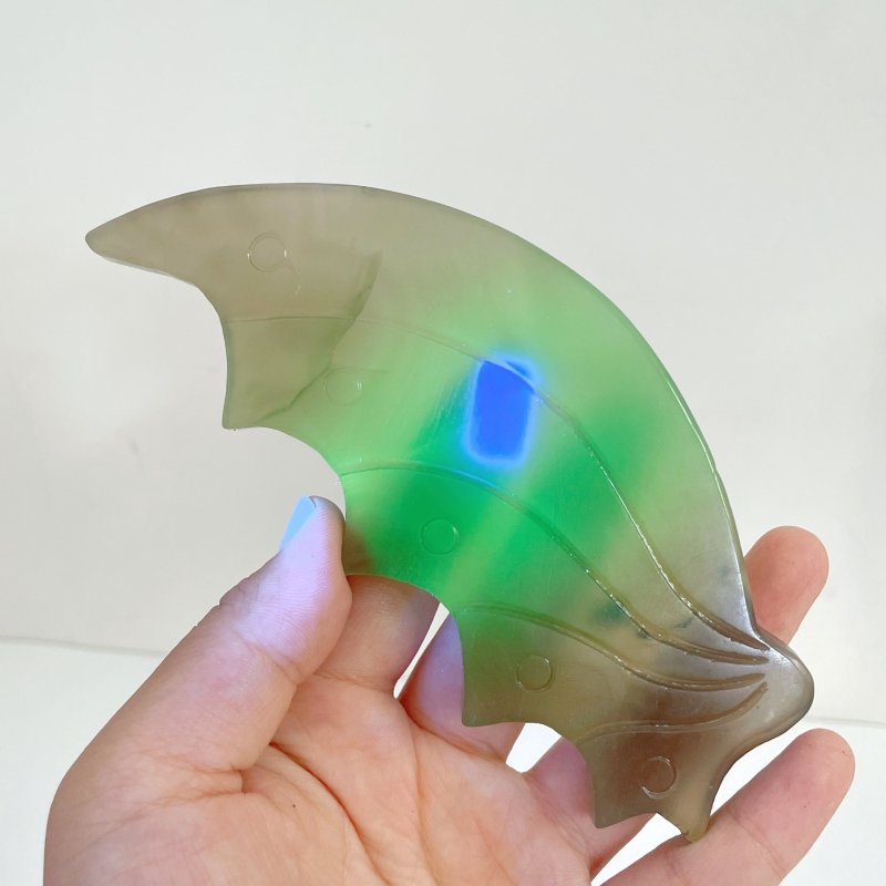 3 Pairs Volcano Agate Flying Dragon Carving With Stand (UV Reactive)2 - Wholesale Crystals