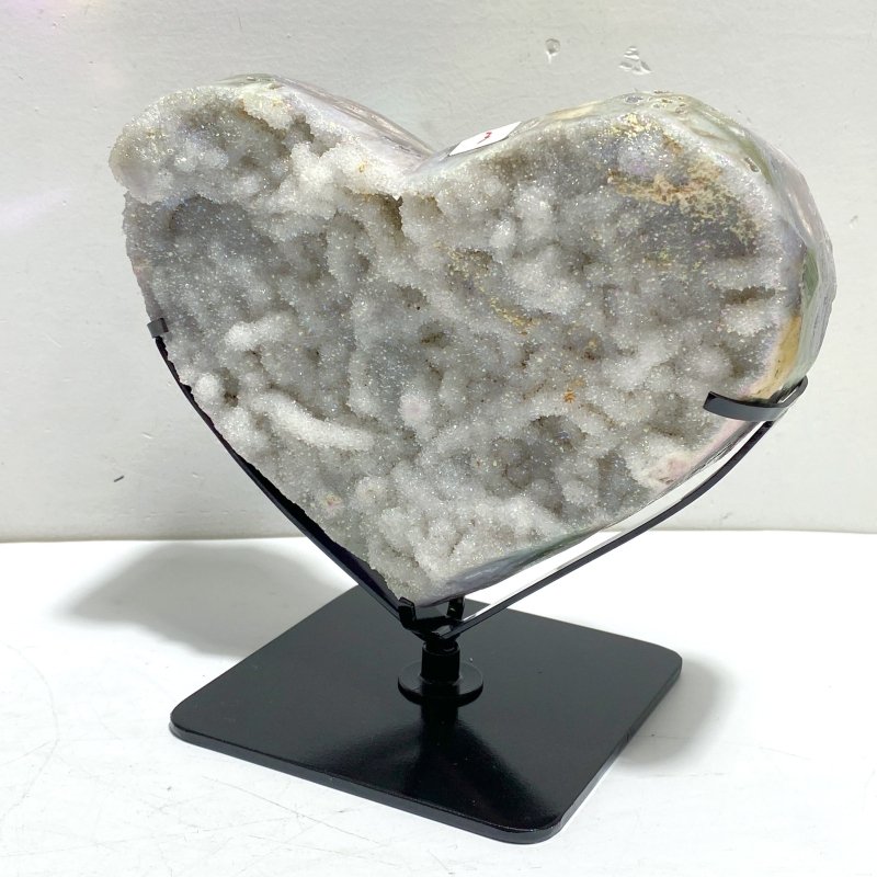 3 Pieces Aura Quartz Cluster Heart With Stand 4 - Wholesale Crystals