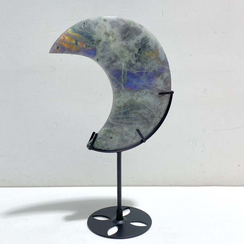 3 Pieces Beautiful Labradorite Moon Carving With Stand -Wholesale Crystals