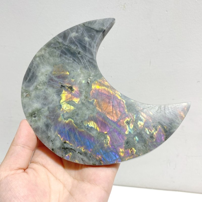 3 Pieces Beautiful Labradorite Moon Carving With Stand -Wholesale Crystals