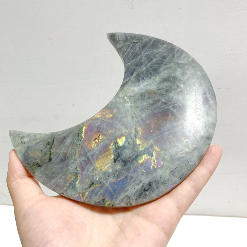3 Pieces Beautiful Labradorite Moon Carving With Stand -Wholesale Crystals