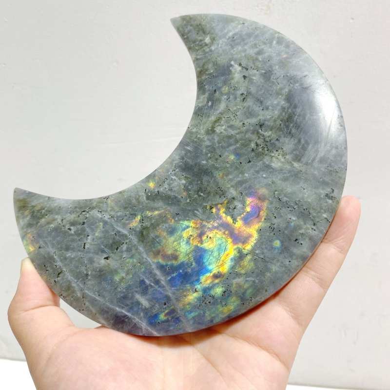 3 Pieces Beautiful Labradorite Moon Carving With Stand -Wholesale Crystals